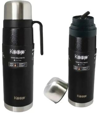 TERMO BALA CON MANIJA 1 LITRO KEEP - NEGRO - 2