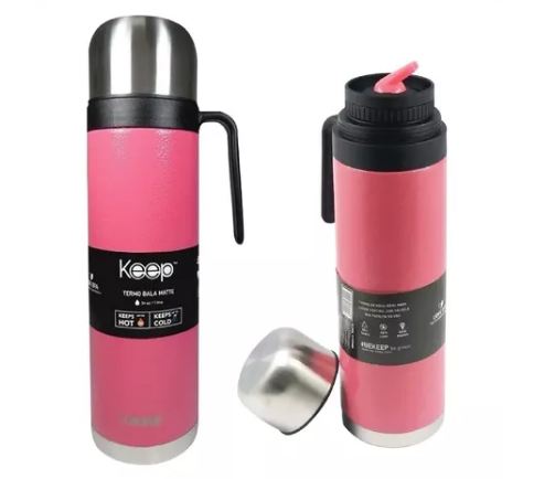 TERMO BALA CON MANIJA 1 LITRO KEEP - ROSA - 2