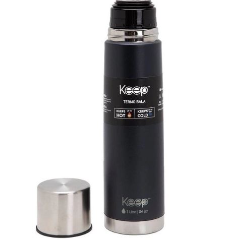 TERMO BALA 1L RUBBER KEEP -NEGRO - 1