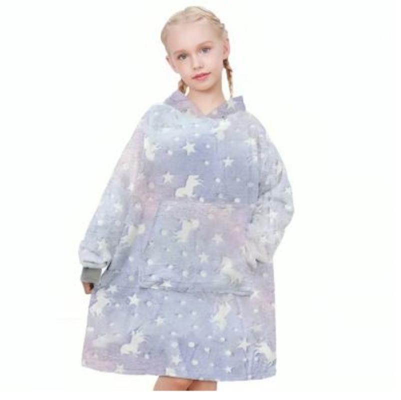 POLERÓN DE FRANELA CON CAPUCHA PARA NIÑOS LUMINOSO DISEÑOS - MORADO - 1