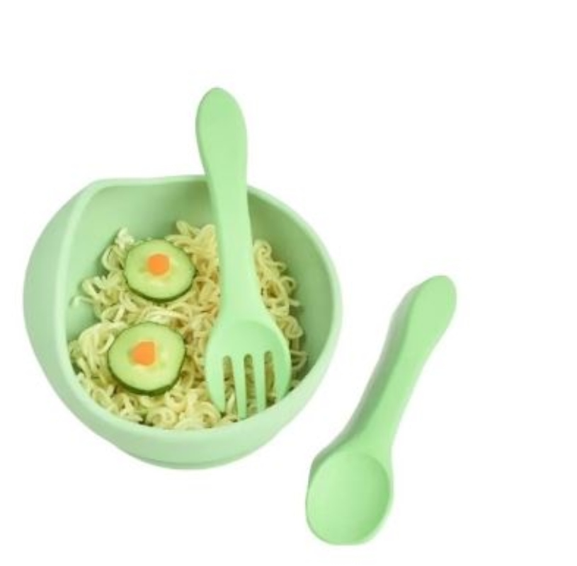 SET ALIMENTACIÓN SILICONA LIBRE BPA 9 PIEZAS ANTIDESLIZANTE - VERDE - 2