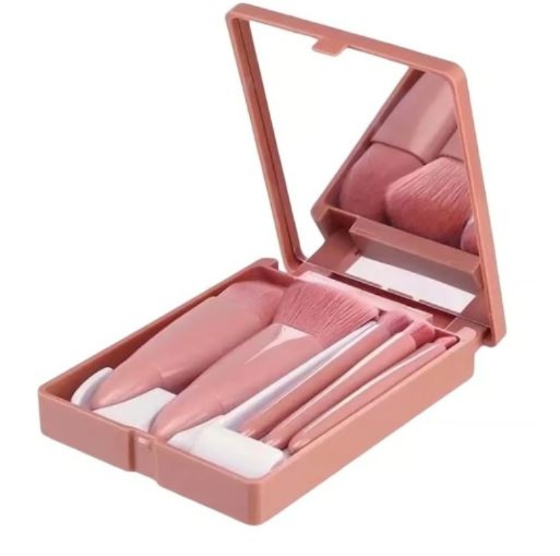 SET 5 BROCHAS OEM DE MAQUILLAJE CON ESTUCHE ESPEJO - 1