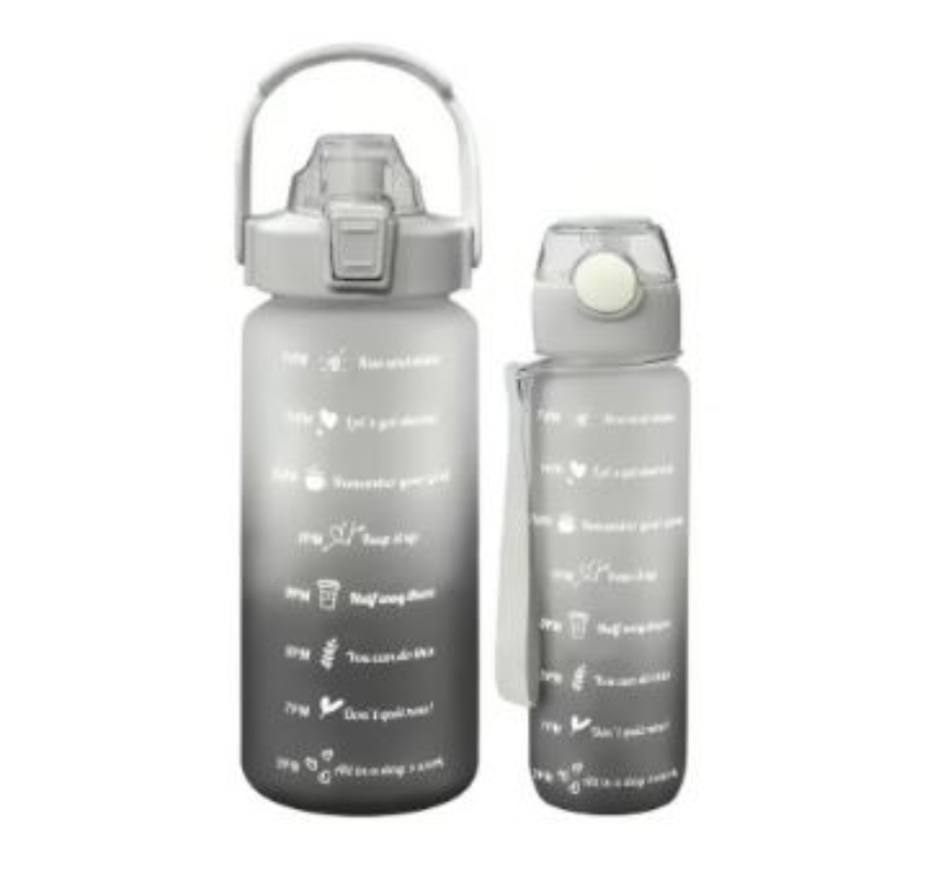 PACK 2 BOTELLAS AGUA MOTIVACIONALES DE 2 LITROS Y 900 M - GRIS - 1