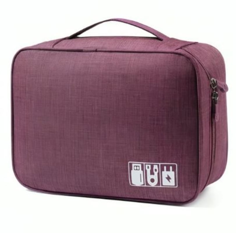 BOLSO ORGANIZADOR DE CABLES Y ACCESORIOS USB VIAJERO - MORADO - 1