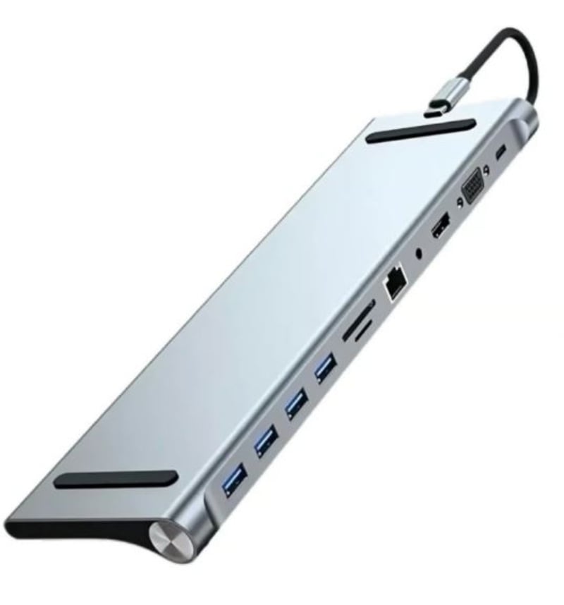 ADAPTADOR HUB 11 EN 1 USB TIPO C USB-C HDMI VGA USB LAN SD - 1