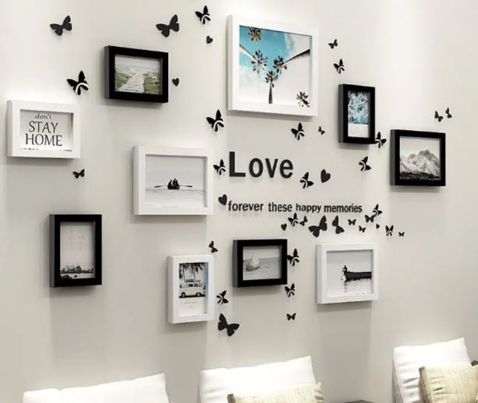 SET MARCOS FOTO DECORATIVO PARED 10 PIEZAS + PEGATINAS - 1