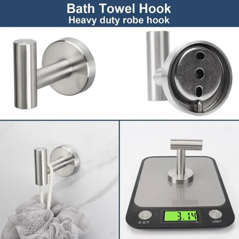 SET DE 5 ACCESORIOS DE BAÑO ACERO INOXIDABLE PLATA - 2