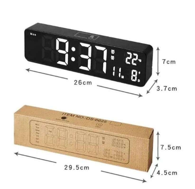 RELOJ DESPERTADOR LED FECHA TEMPERATURA ALARMA DS-6625 - 2