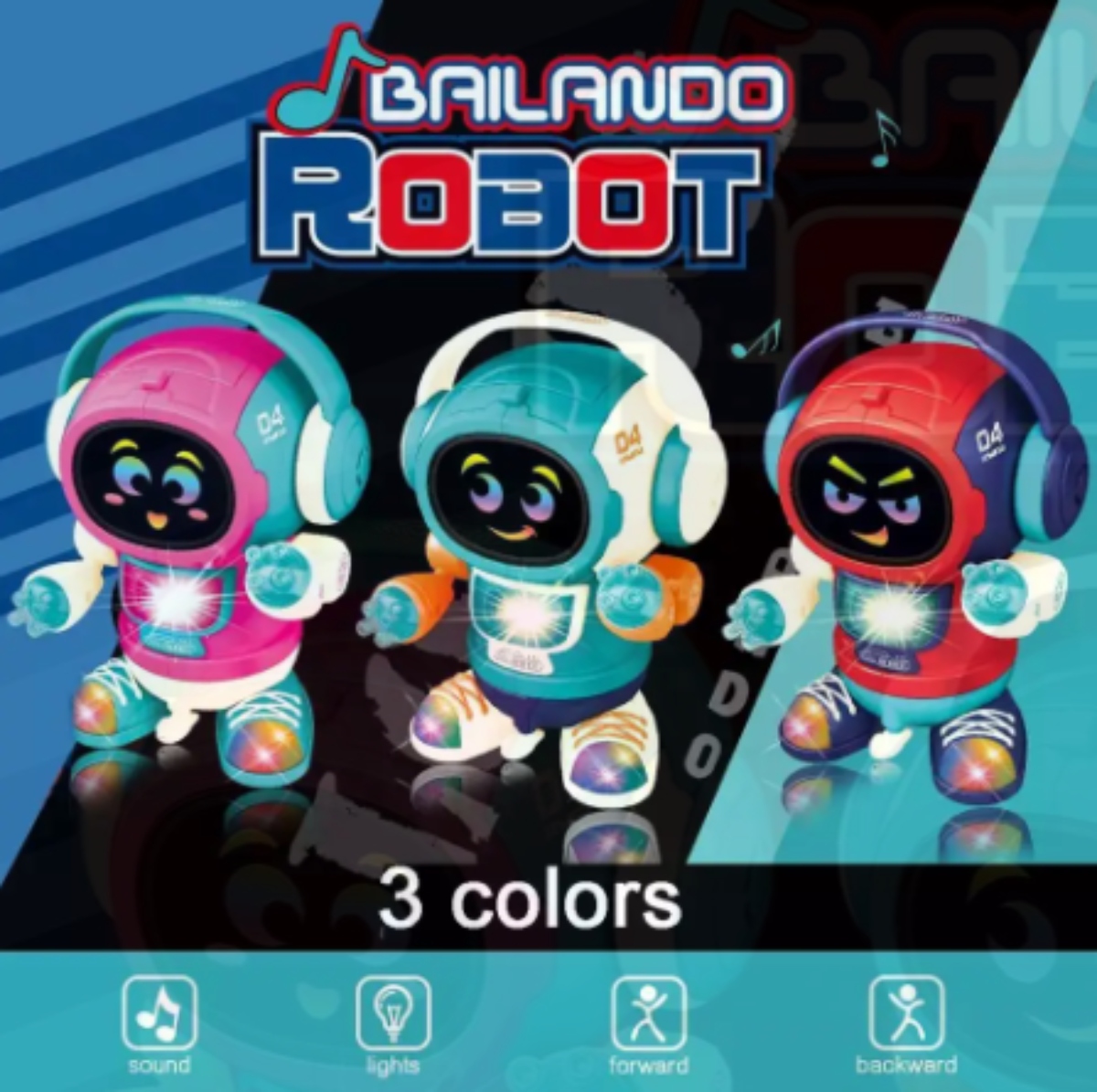 JUGUETE ROBOT CAMINA SONIDO LUZ ROTACIÓN BAILARÍN - 1