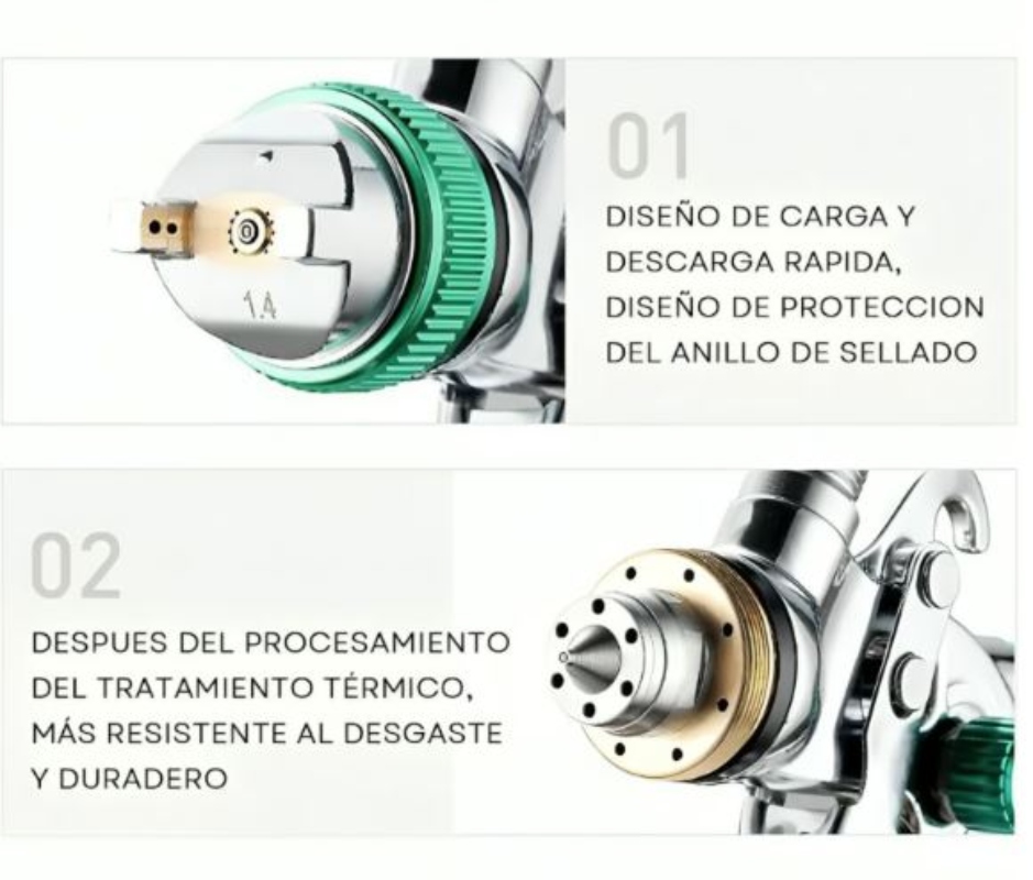 PISTOLA OEM PINTAR + 3 BOQUILLAS 1.4A2 MM PINTURA POR GRAVEDAD - 3