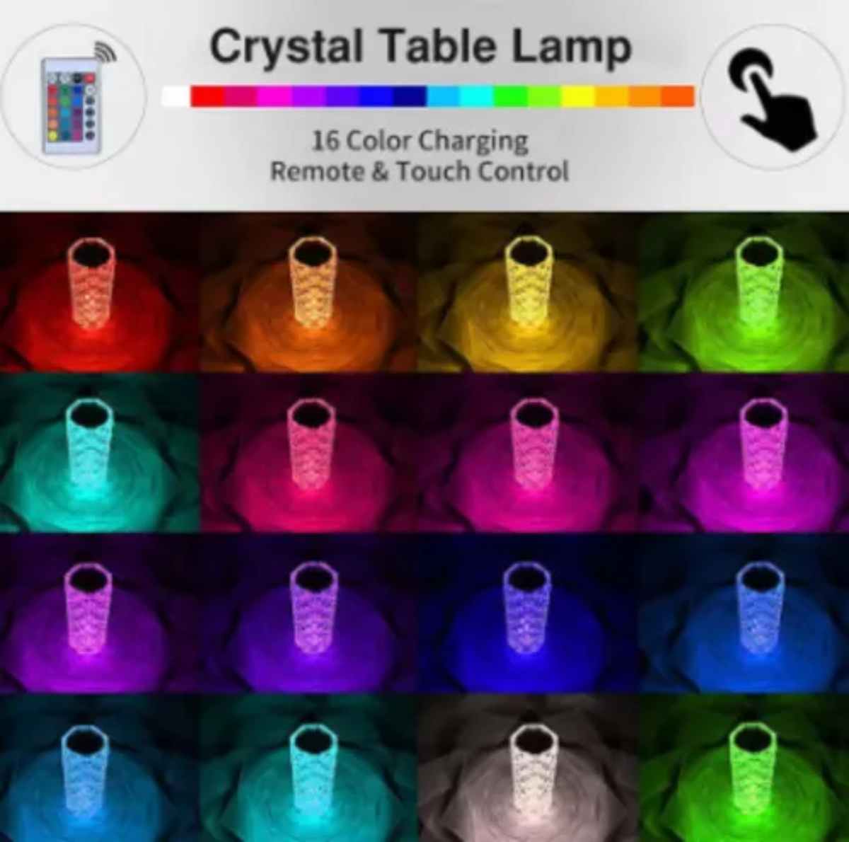 LÁMPARA DE CRISTAL RECARGABLE MULTICOLOR - 3