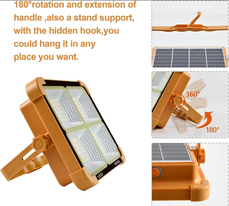 LUZ SOLAR PORTÁTIL LED 100W 10000LM IP66 LUZ EMERGENCIA - 4