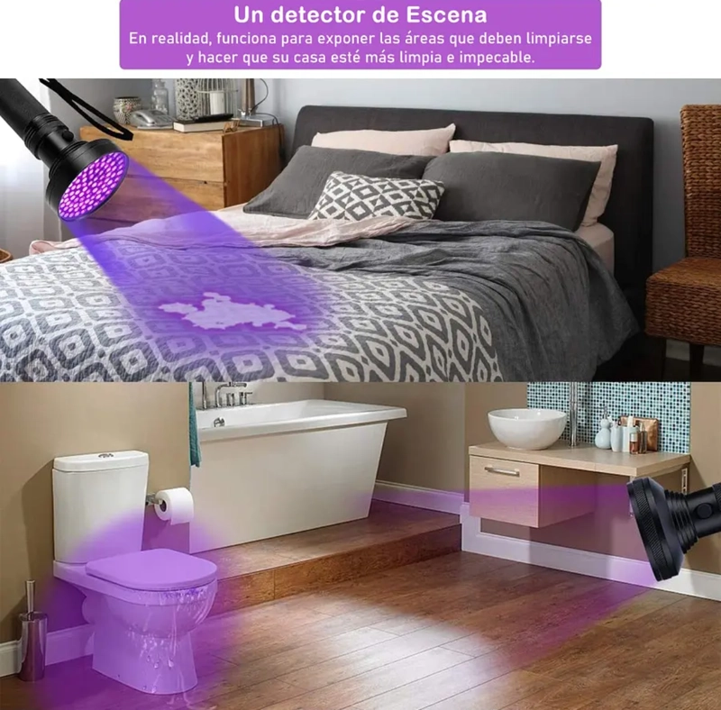 LINTERNA ULTRAVIOLETA 100 LED UV USA PILAS MÚLTIPLES USOS - 4