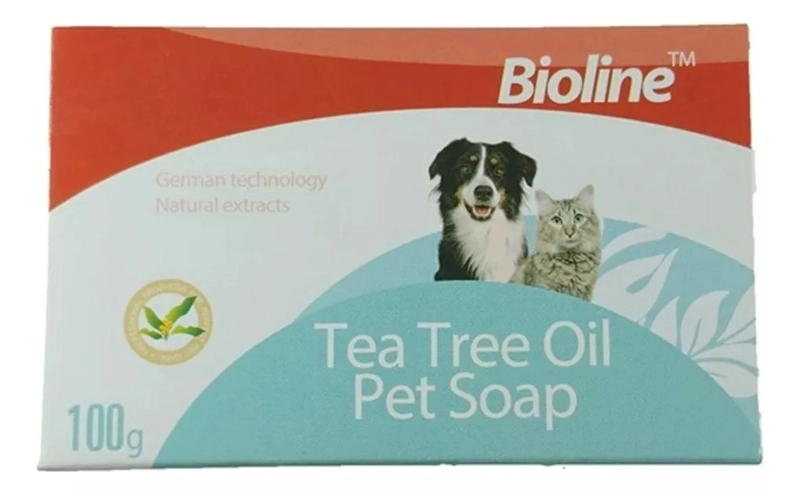 JABON BIOLINE PARA MASCOTAS EN BARRA ACEITE DE ARBOL DE TE - 1