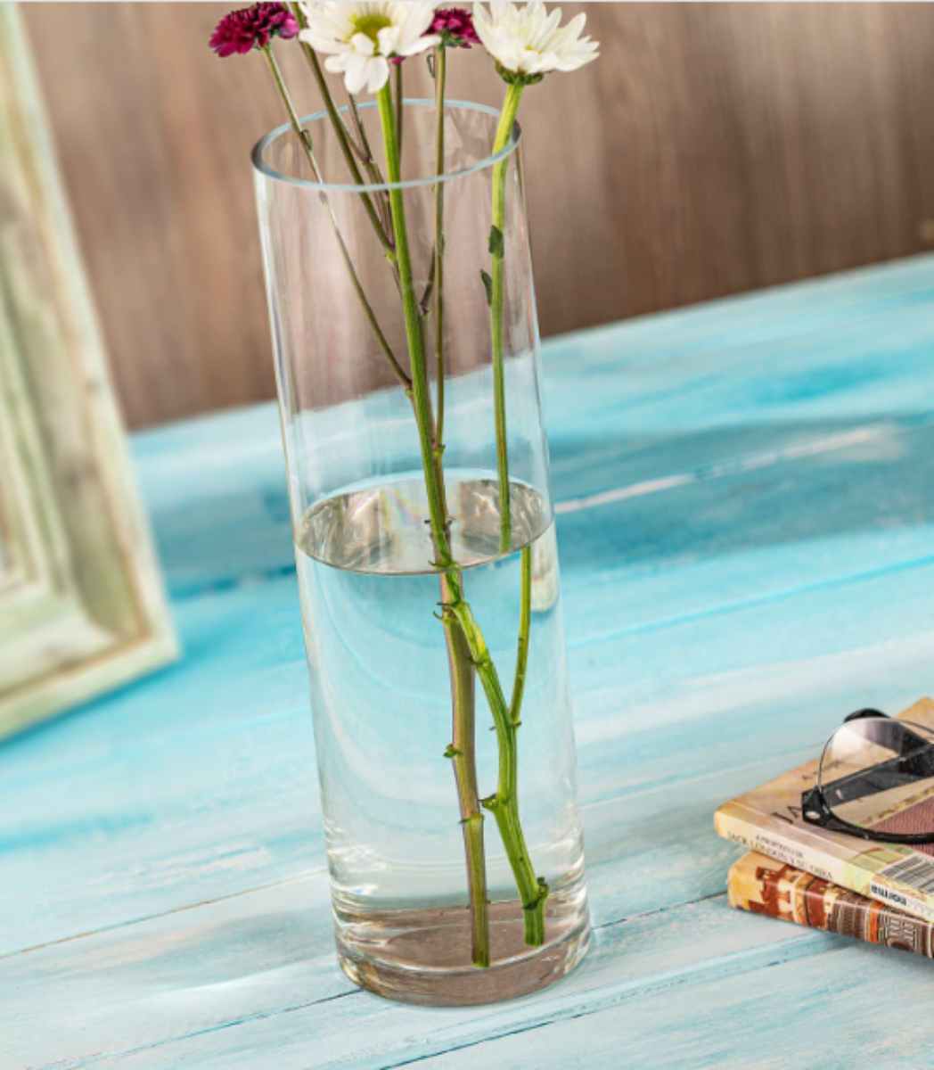FLORERO DE VIDRIO LISO CILINDRO 30 CM - 1