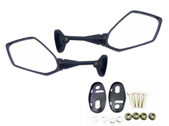 ESPEJO PARA MOTO PARA CARENADO COLOR CARBON PANORAMICO SET X 2 BRAZO METAL CAJA - 3
