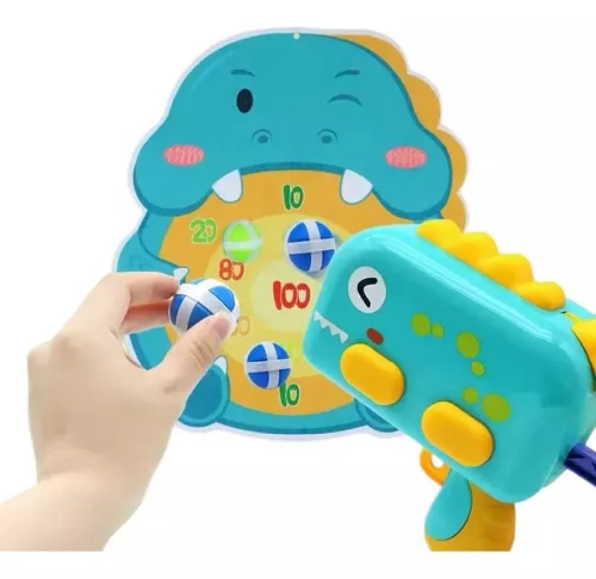 PISTOLA DINOSAURIO JUGUETE TIRO AL BLANCO PELOTAS VELCR - 2