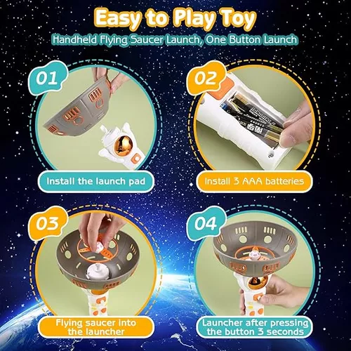 LANZADOR DE DISCOS VOLADORES ASTRONAUTA JUGUETE PARA NIÑOS - 1