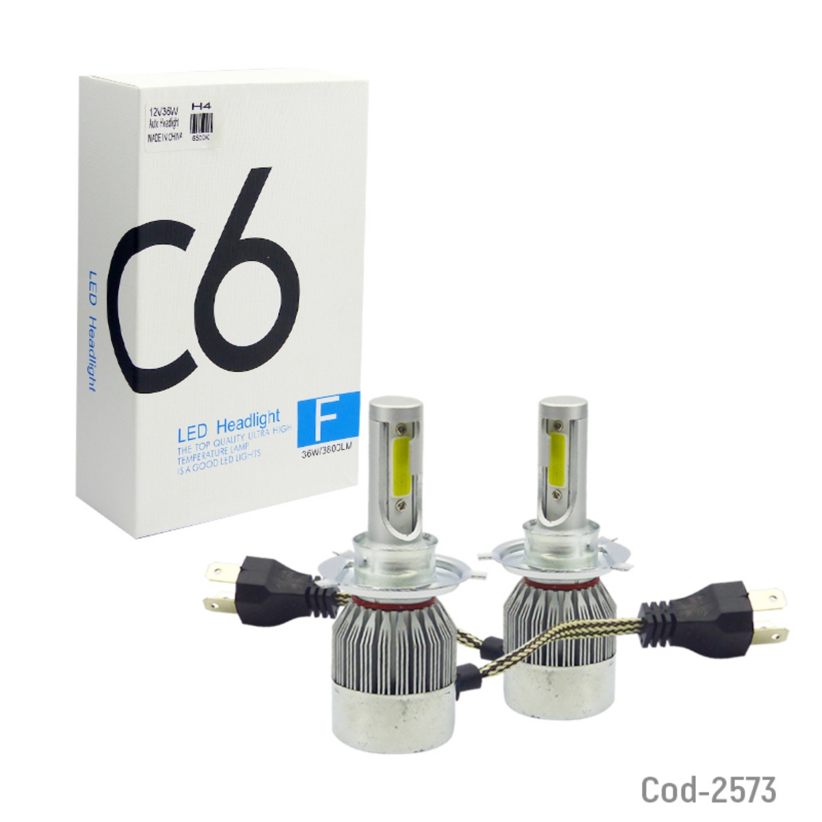 AMPOLLETA KIT LED H-4 MOD.C6 36W 3.800LM CON VENTILADOR - 3