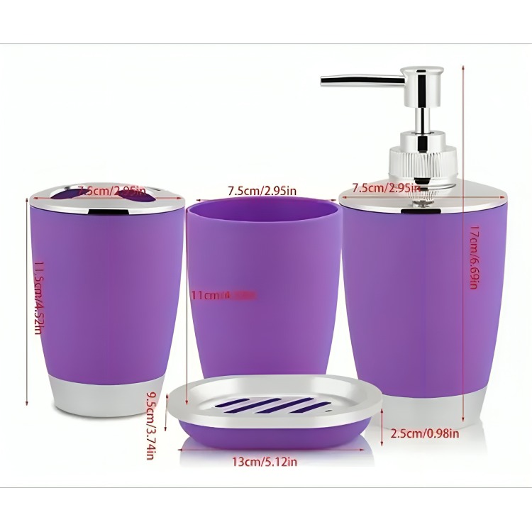 SET ACCESORIOS DE BAÑO 4PZS PORTACEPILLOS JABONERA - 1