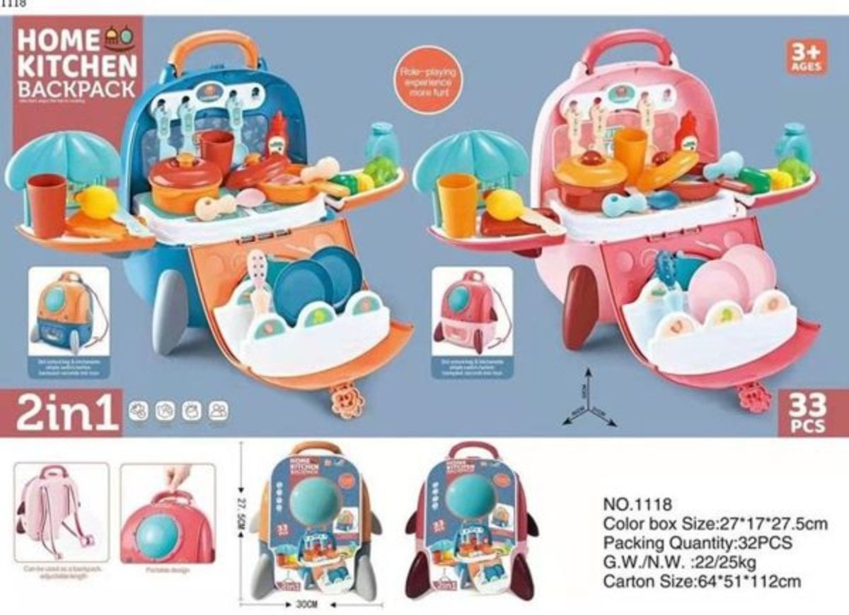 SET JUGUETE DE COCINA CON 33UTENSILIOS PARA NIÑOS ROSA - 1