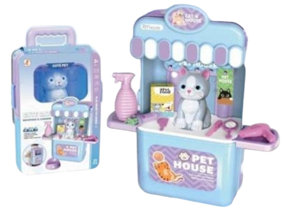 MALETA 3 EN 1 CUIDADOS MASCOTA GATITO PETS HOSPITAL CELESTE - 2