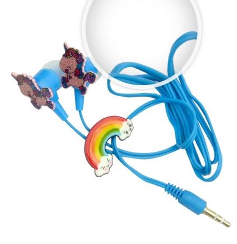 AUDIFONOS PARA NIÑOS CON CABLE DE UNICORNIO-ARCOIRIS, TUK K-09, 6 COLORES. EN CAJA. - 2