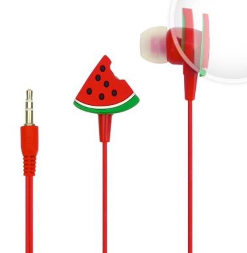 AUDIFONOS PARA NIÑOS CON CABLE, FRUTAS, TUK K-160, 6 DISEÑOS. CON ENROLLADOR. - 1