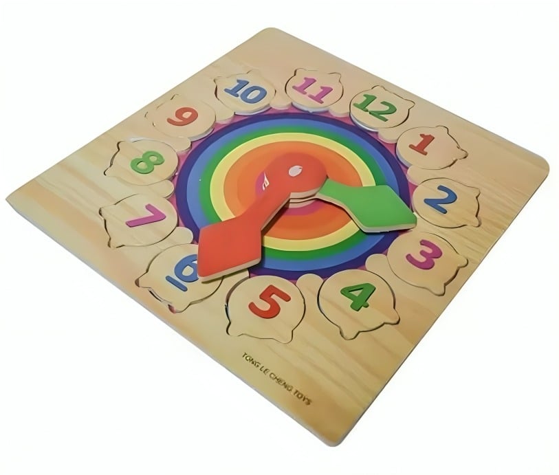 RELOJ ENCAJE JUGUETE MULTICOLOR MADERA - 1