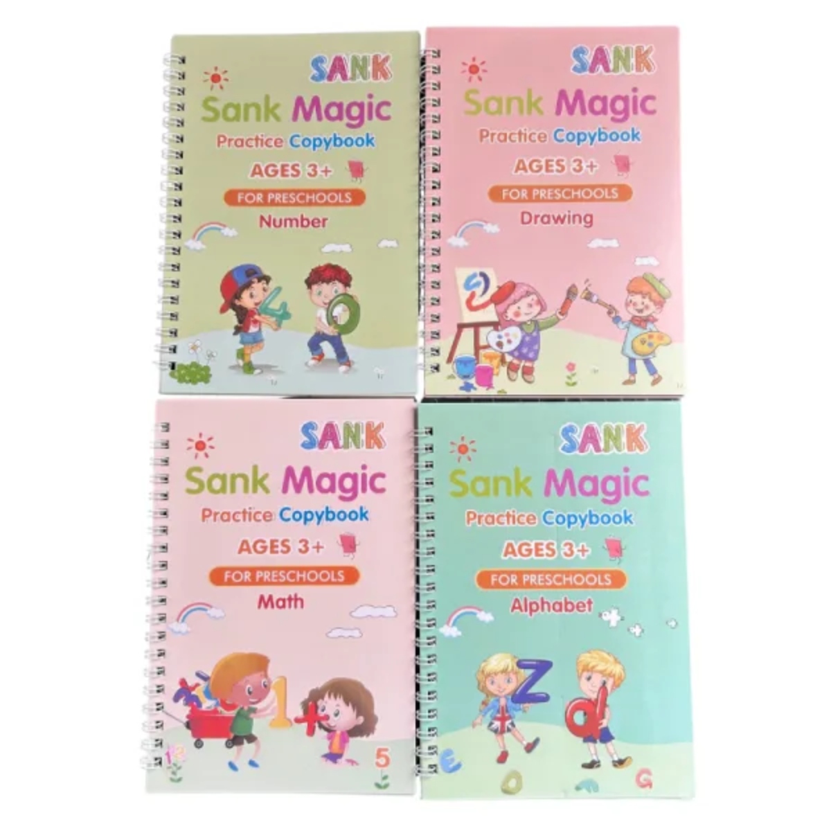 SET 4 CUADERNOS MÁGICOS MULTICOLOR CALIGRAFÍA REUTILIZABLES - 1