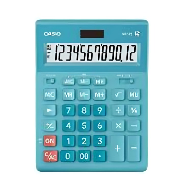 CALCULADORA CASIO TIPO MINI ESCRITORIO GR-12C CELESTE - 1
