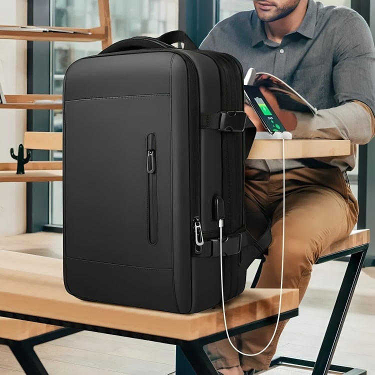 MOCHILA DE VIAJE GRAN CAPACIDAD IMPERMIABLE VIRAL UNISEX NEGRO - 1