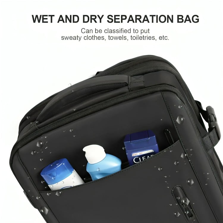 MOCHILA DE VIAJE GRAN CAPACIDAD IMPERMIABLE VIRAL UNISEX NEGRO - 2