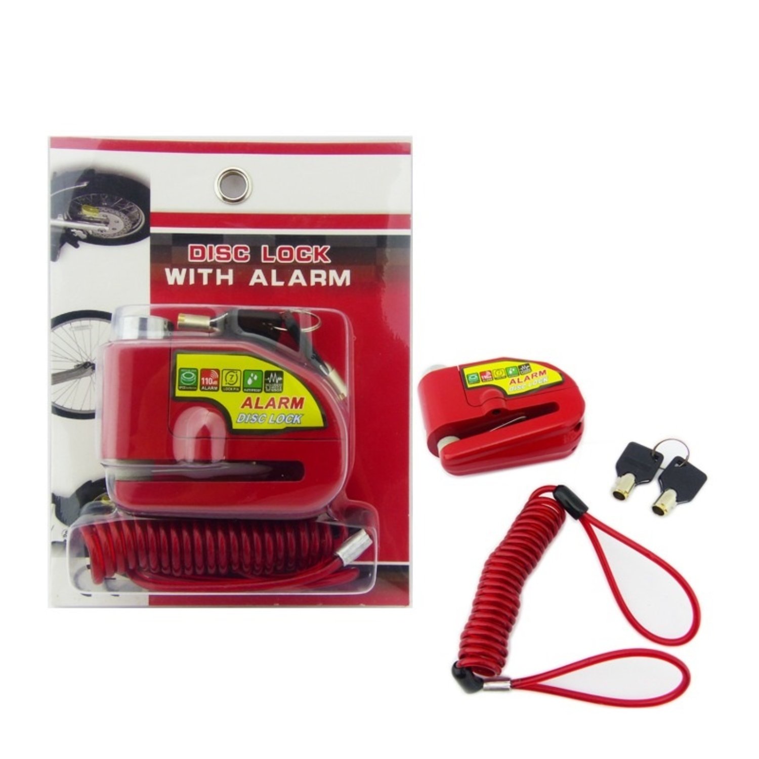 CANDADO PARA FRENO DISCO CON ALARMA CON PIOLA RECORDATORIA SEGURIDAD BLISTER - 3