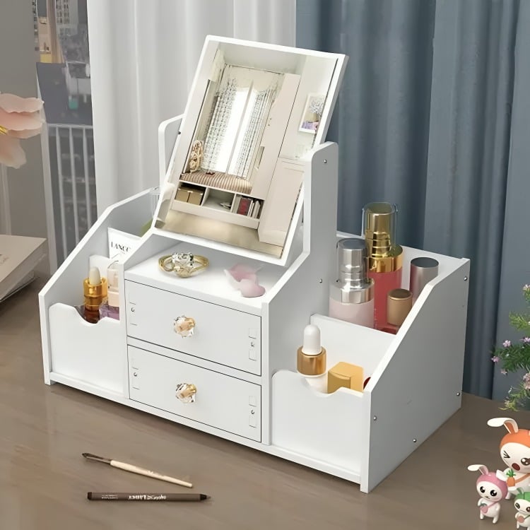 ORGANIZADOR DE MAQUILLAJE COSMETIQUERO MULTIUSO CON ESPEJO - 1