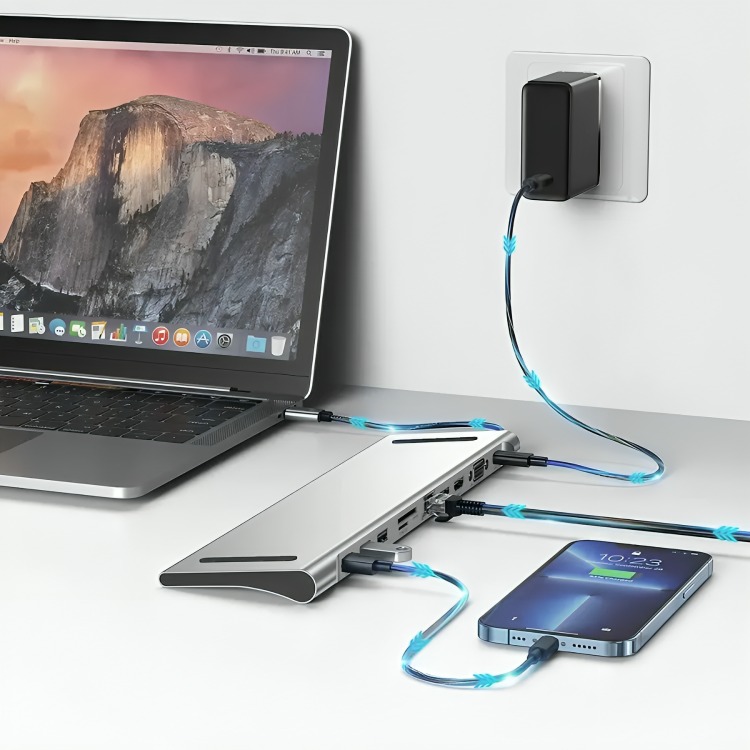 ADAPTADOR HUB 11 EN 1 USB TIPO C USB-C HDMI VGA USB LAN SD - 3