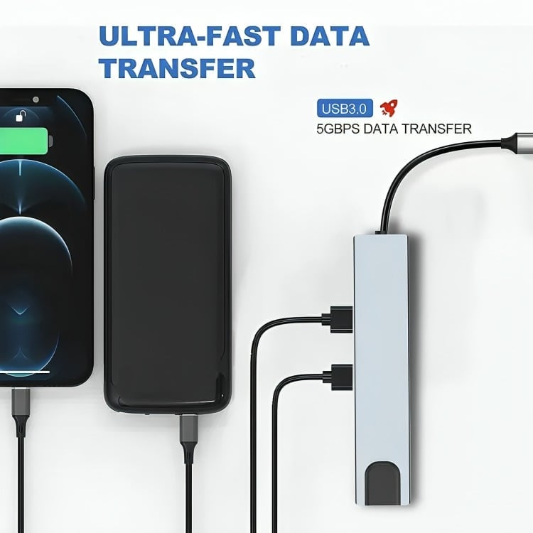 GENÉRICO ADAPTADOR MULTIPUERTO HUB TIPO C 8 EN 1