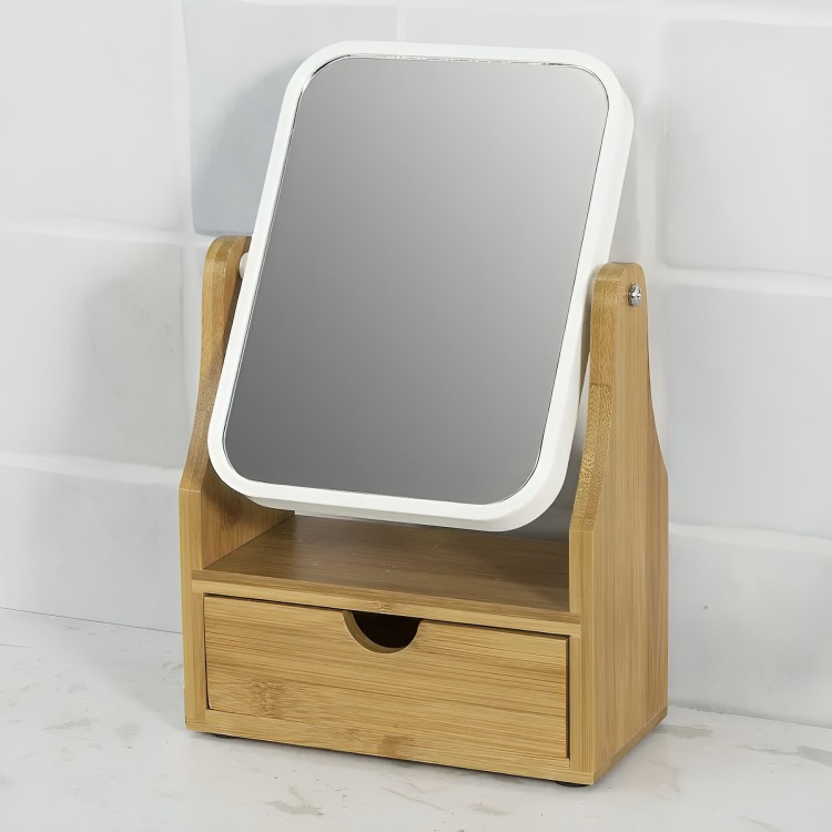 ESPEJO DE MAQUILLAJE ROTACION 360 ESPEJO DE MESA CON CAJON - 2