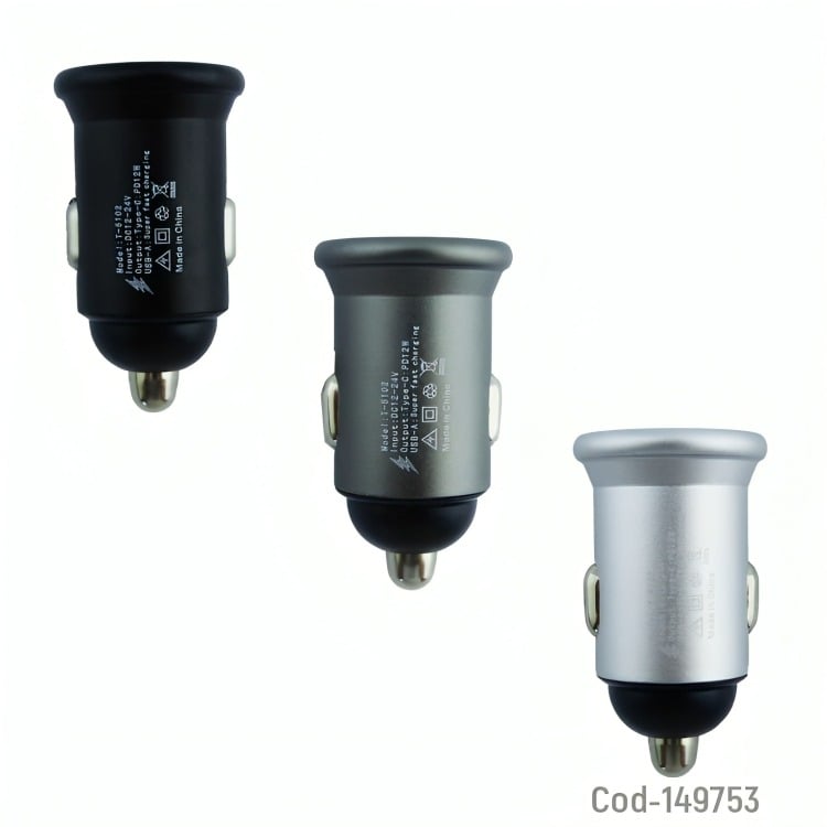 CARGADOR 1 USB Y 1PD TYPE-C 100W MOD.T-5102 12V ALUMINIO - 2