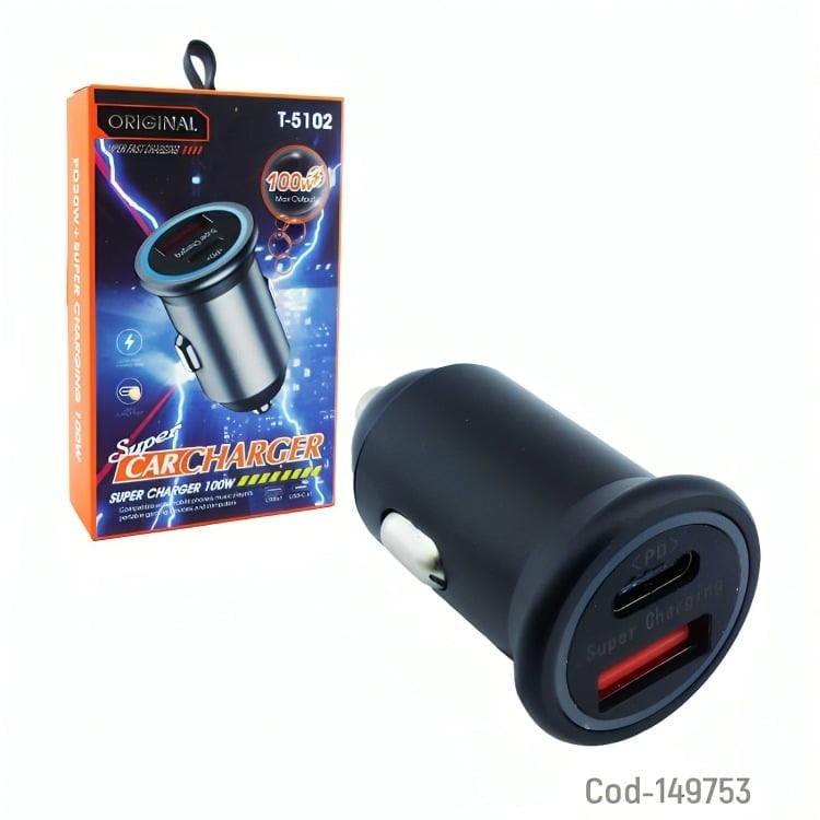 CARGADOR 1 USB Y 1PD TYPE-C 100W MOD.T-5102 12V ALUMINIO - 4