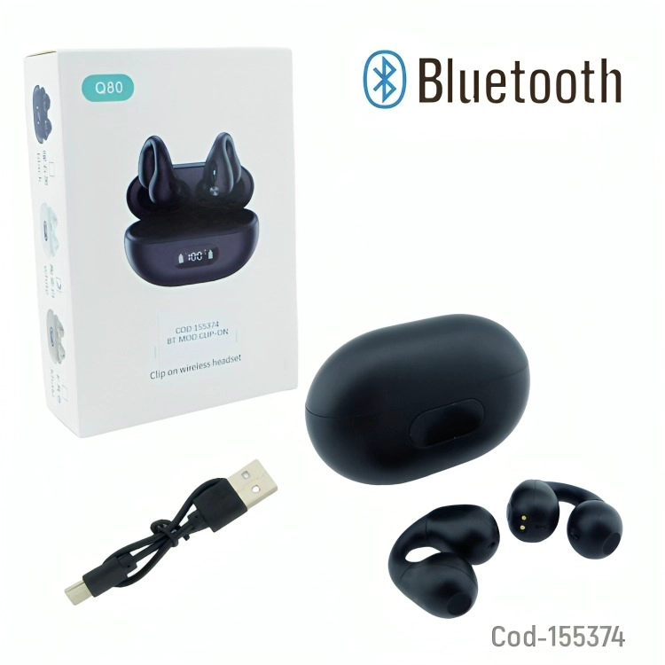 AUDIFONO TRUE WIRELESS BLUETOOTH MOD.Q80 CLIP ON CON PANTALLA LCD - 1