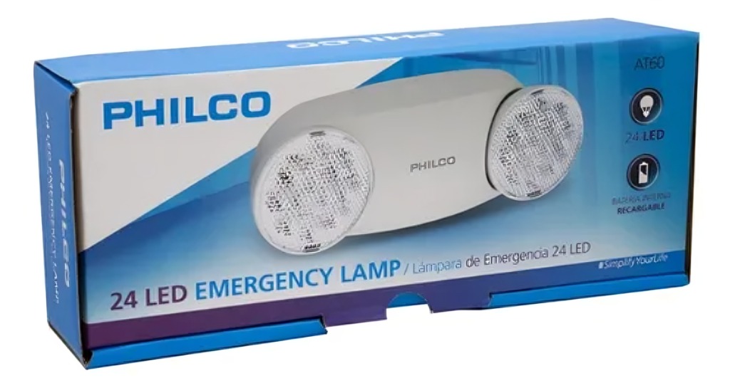 LAMPARA DE EMERGENCIA AT60 2 FOCOS FIJA PHILCO - 1