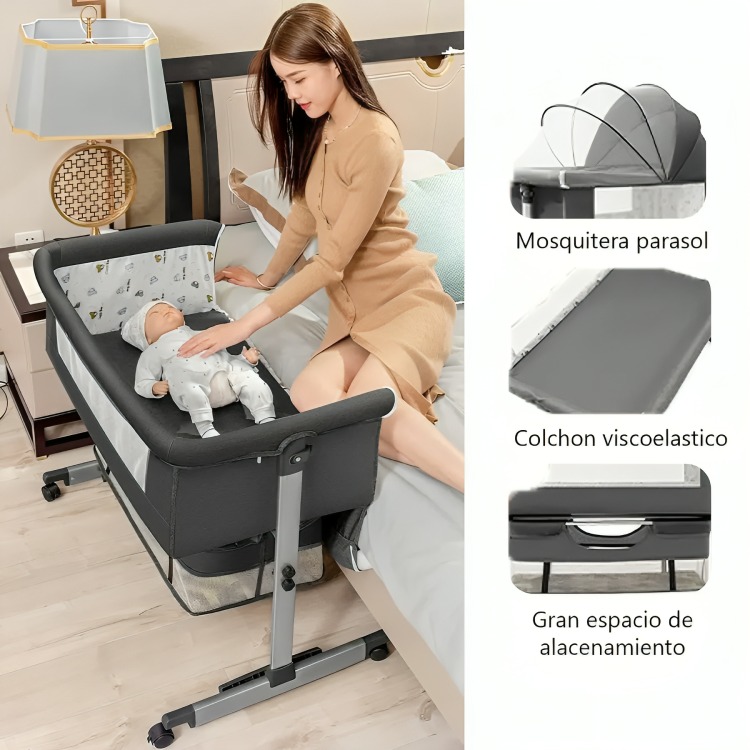 CUNA COLECHO PARA BEBÉ CON MOSQUITERO MUDADOR CONFORTABLE - 1