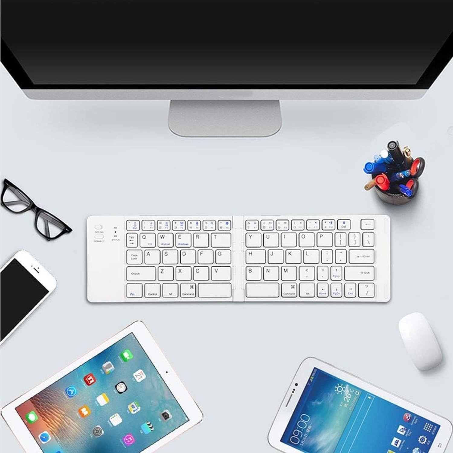 MINI TECLADO INALAMBRICO PLEGABLE PORTATIL BLUETOOTH - 1