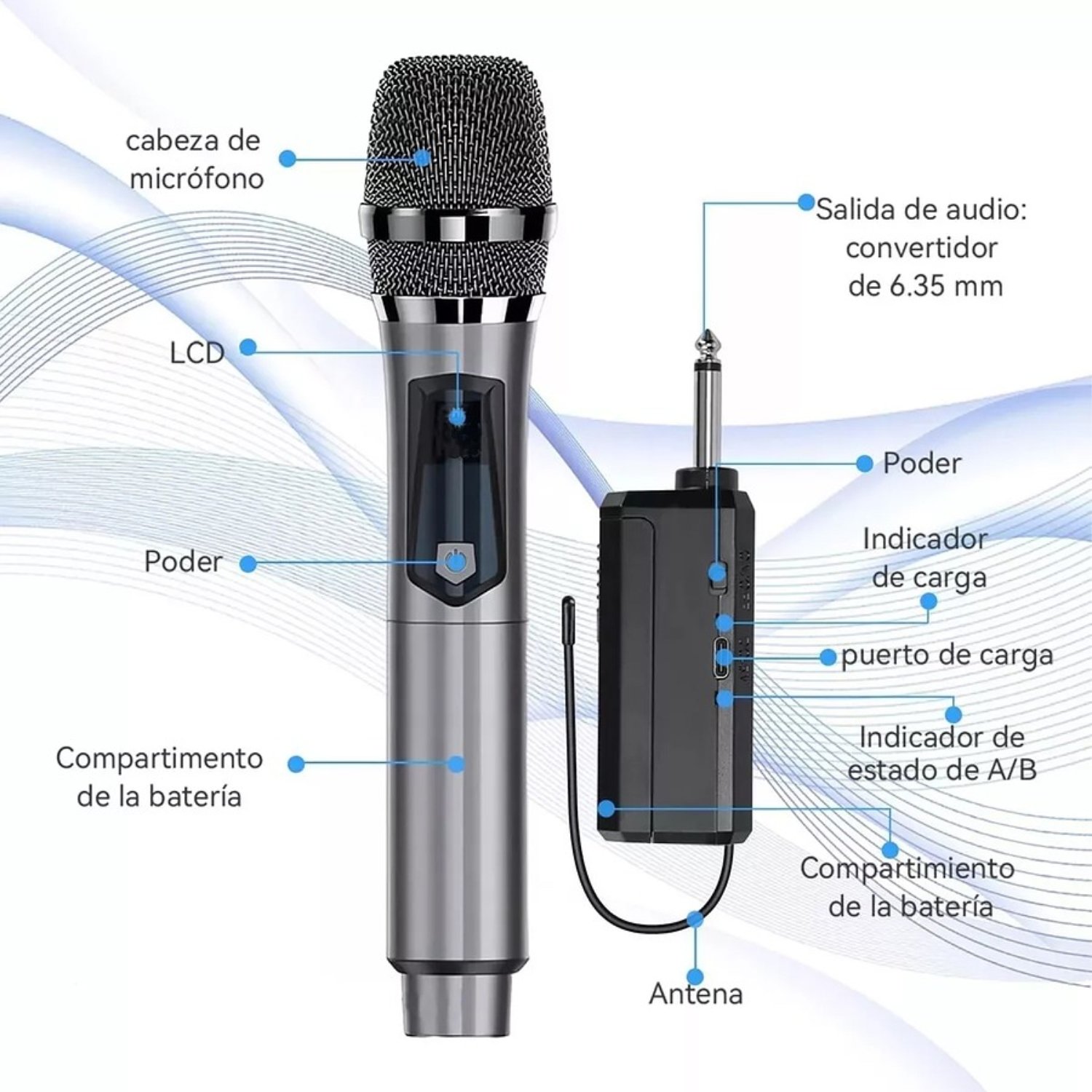 MICRÓFONO INALÁMBRICO PROFESIONAL KARAOKE KIT 2PCS - 4