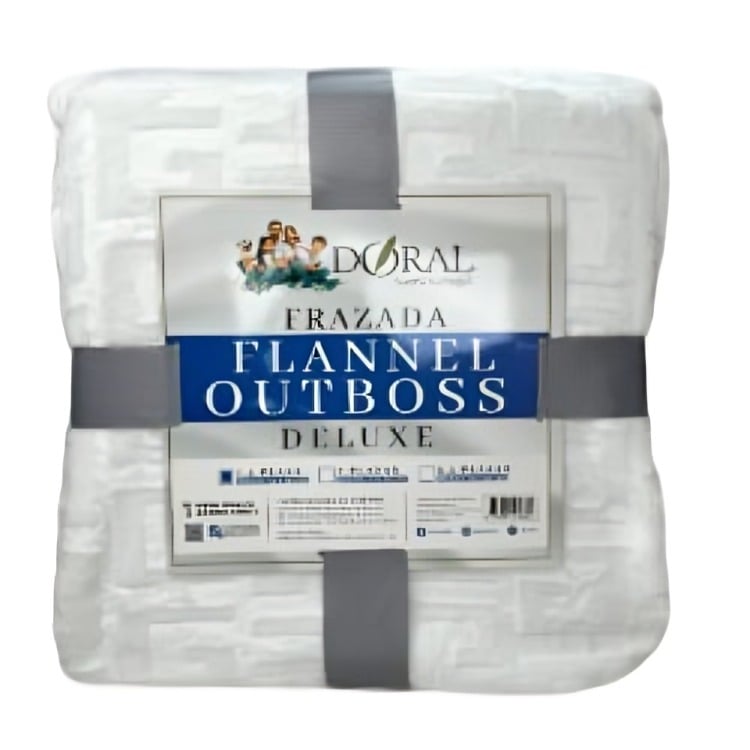 FRAZADA FLANNEL OUTBOSS DELUXE 1.5 PLAZAS / EN COLOR BLANCO – DORAL - 1