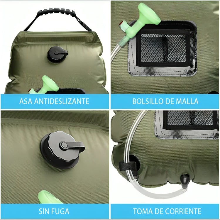 BOLSA DUCHA SOLAR PORTÁTIL CAMPING PLAYA AIRE LIBRE 20 LTRS - 2