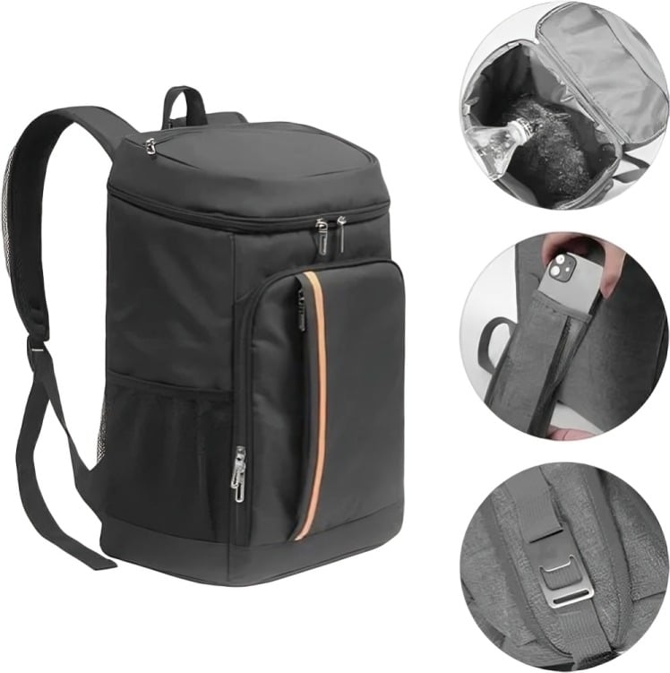 MOCHILA TÉRMICA BOLSA GRANDE PARA ALMUERZO DE 18 LITROS EN COLOR NEGRO - 3