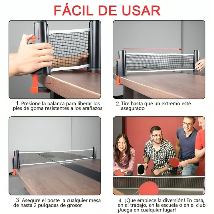 RED PING PONG - MALLA RETRACTIL ADAPTABLE A CUALQUIER MESA - 1