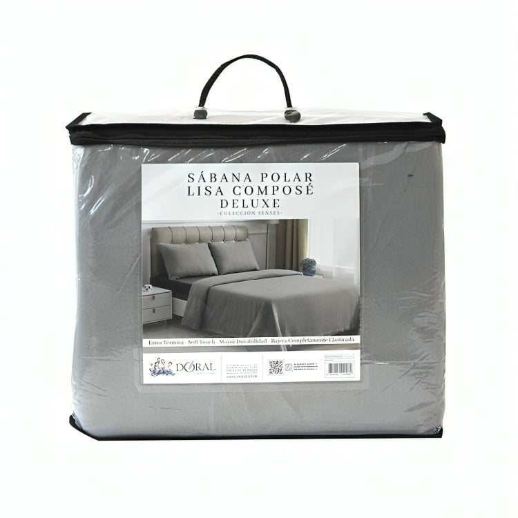 SÁBANAS POLAR LISA COMPOSÉ 2 PLAZAS / BICOLOR GRIS – DORAL - 2